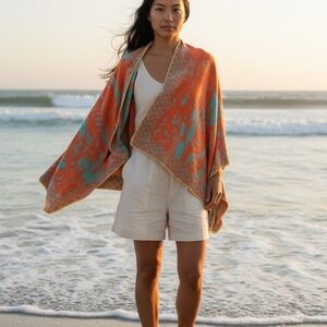 Orange & Teal Patterned Beach Wrap​​